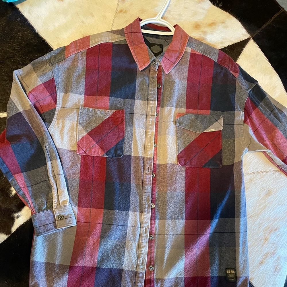 Harley-Davidson oversized plaid shacket/shirt